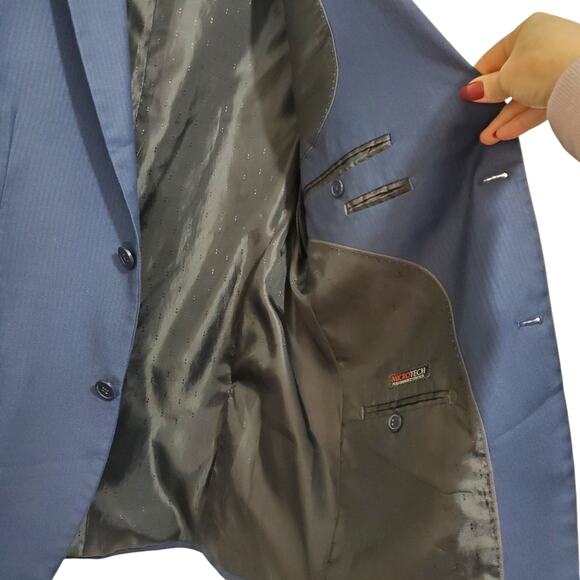 Karl Mitchell Microtech Performance Stretch Subtle Pinstripe Blazer Suit Jacket - Picture 4 of 11